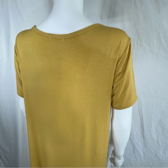 Another Love Mustard Boat Neck Distressed Split Hem High Low Tunic Top - Picture 3 of 6